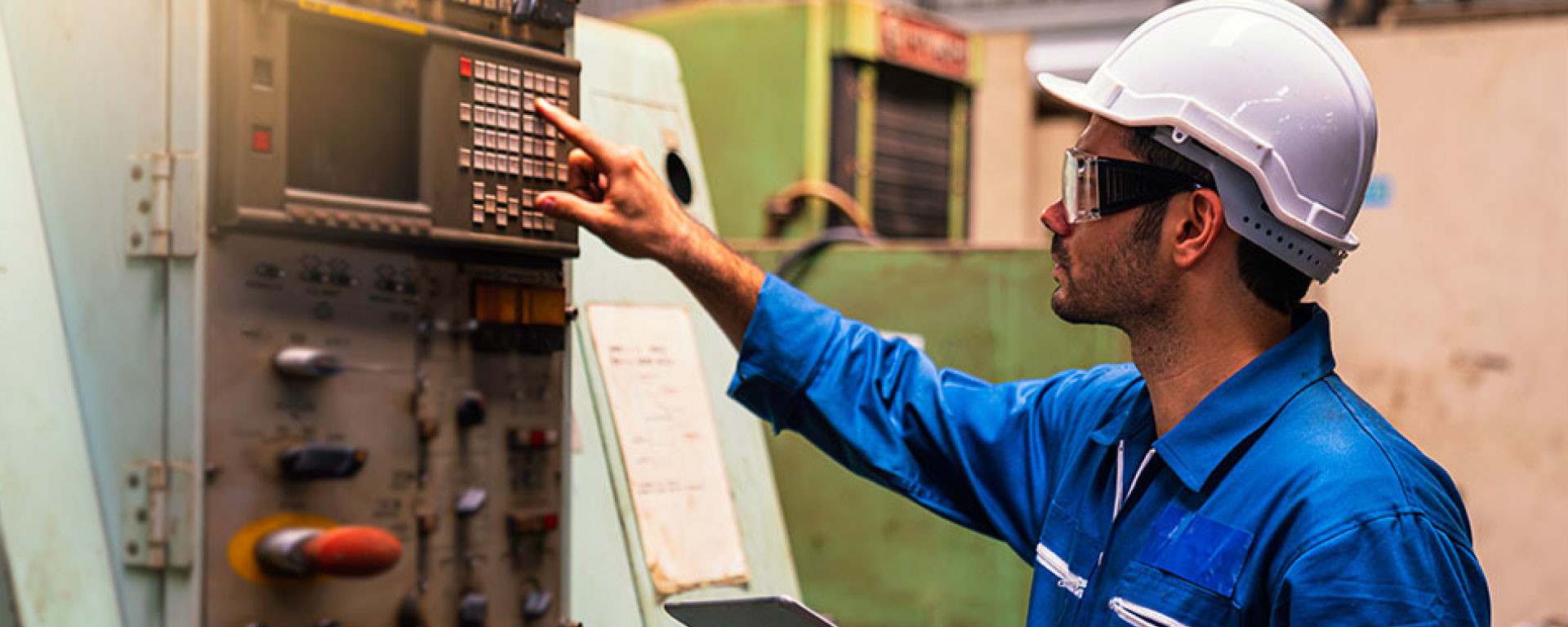 Worker pressed button on control panel