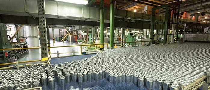 A beverage can bottling line