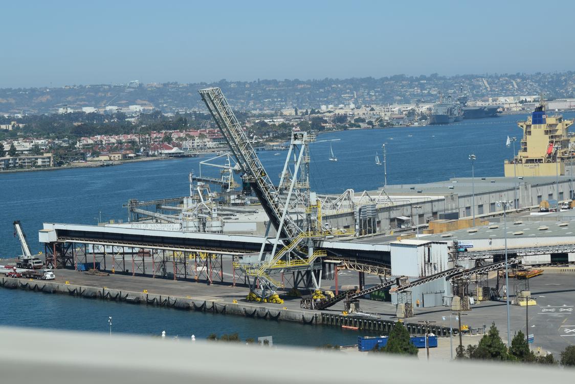 A dockyard with a crane