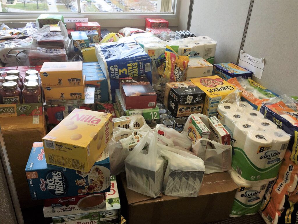 A picture of SAI's Food Drive Donation from 2016