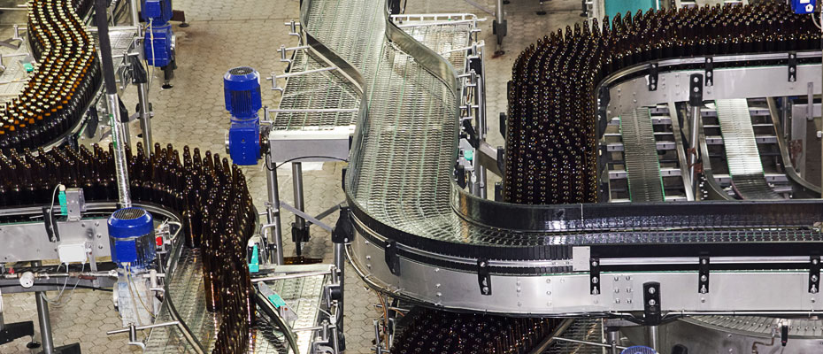 A beer bottling line.