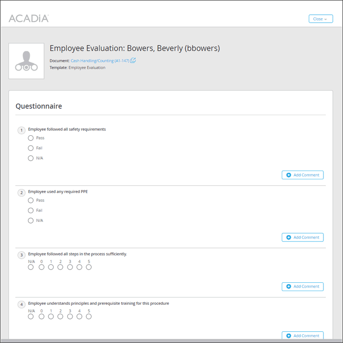 Acadia Evaluations screengrab