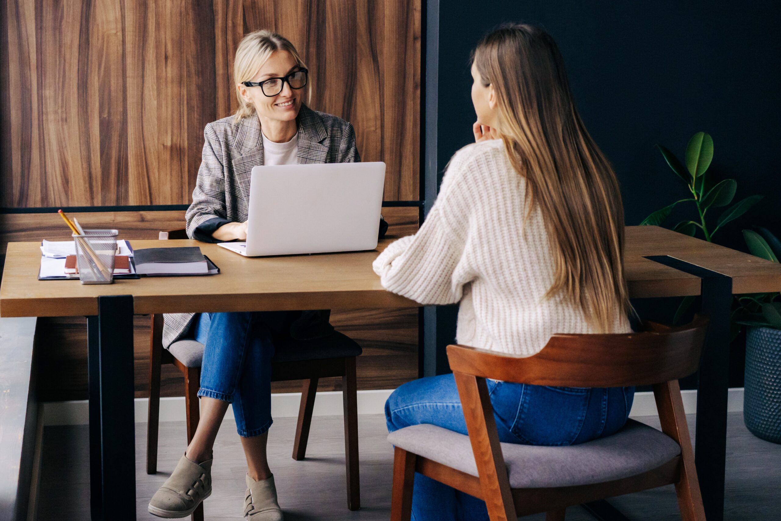 HR professional interviews a candidate