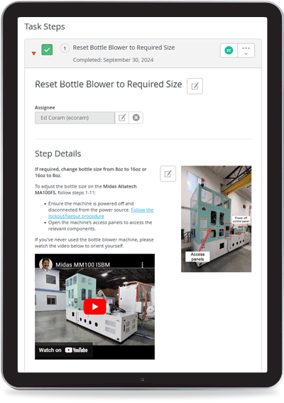Acadia SOP on a tablet computer